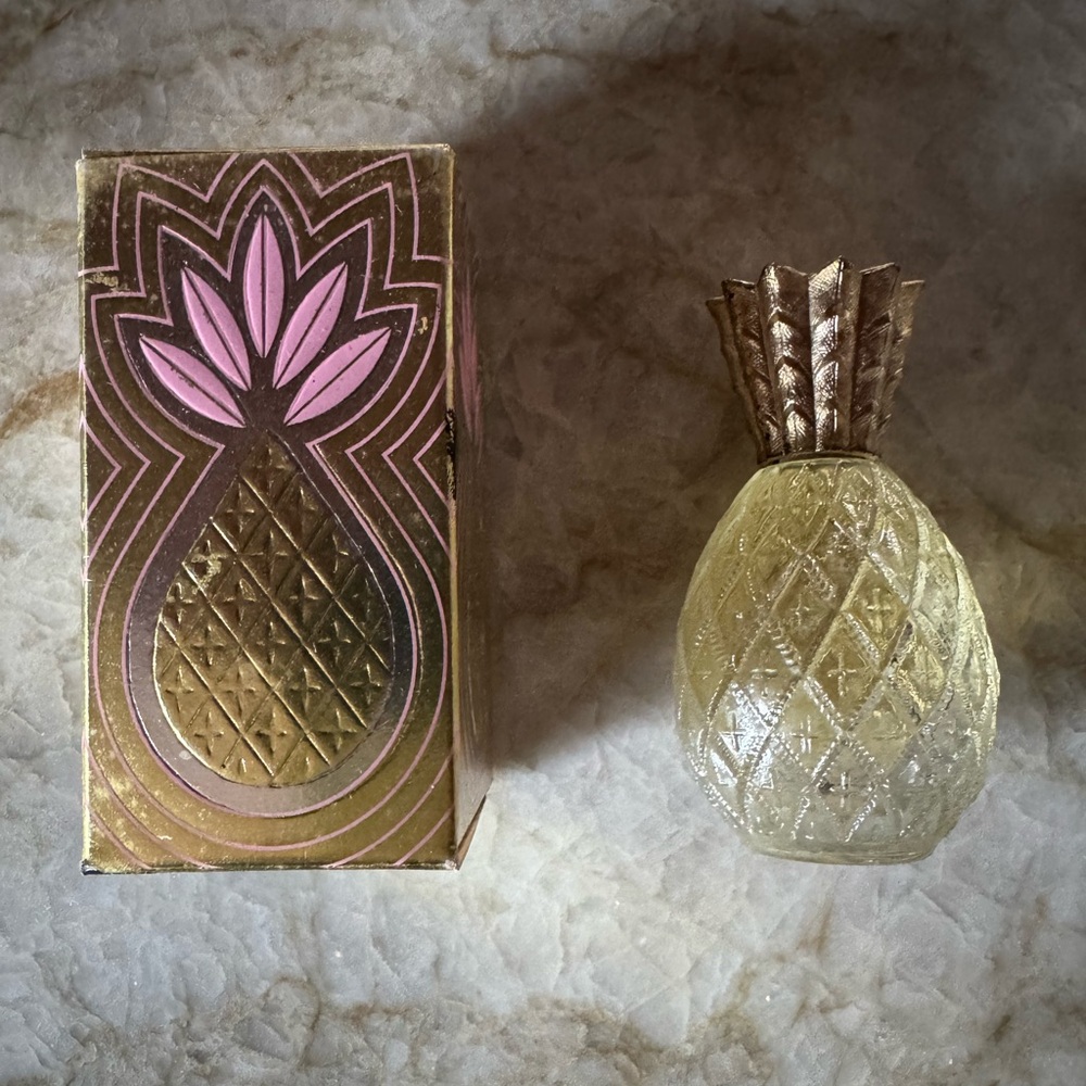 Avon Gold and Pink Pineapple Candle Holder